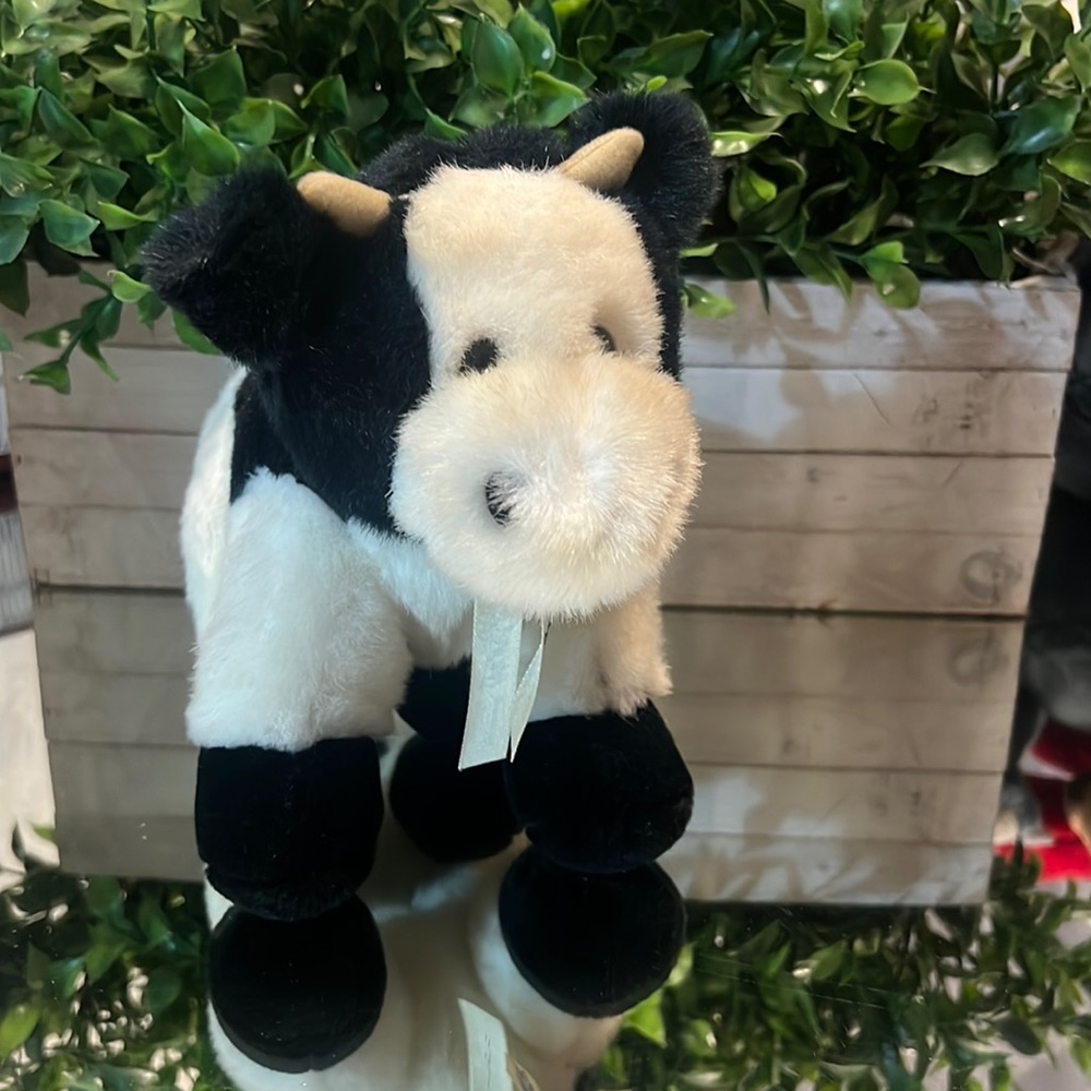 Vintage Mary Meyer Cow Plush Stuffed Animal 10" Black White